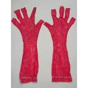 Women's Hot Pink‎ Lace Fingerless Gloves Opera Evening Party Costume Accessory